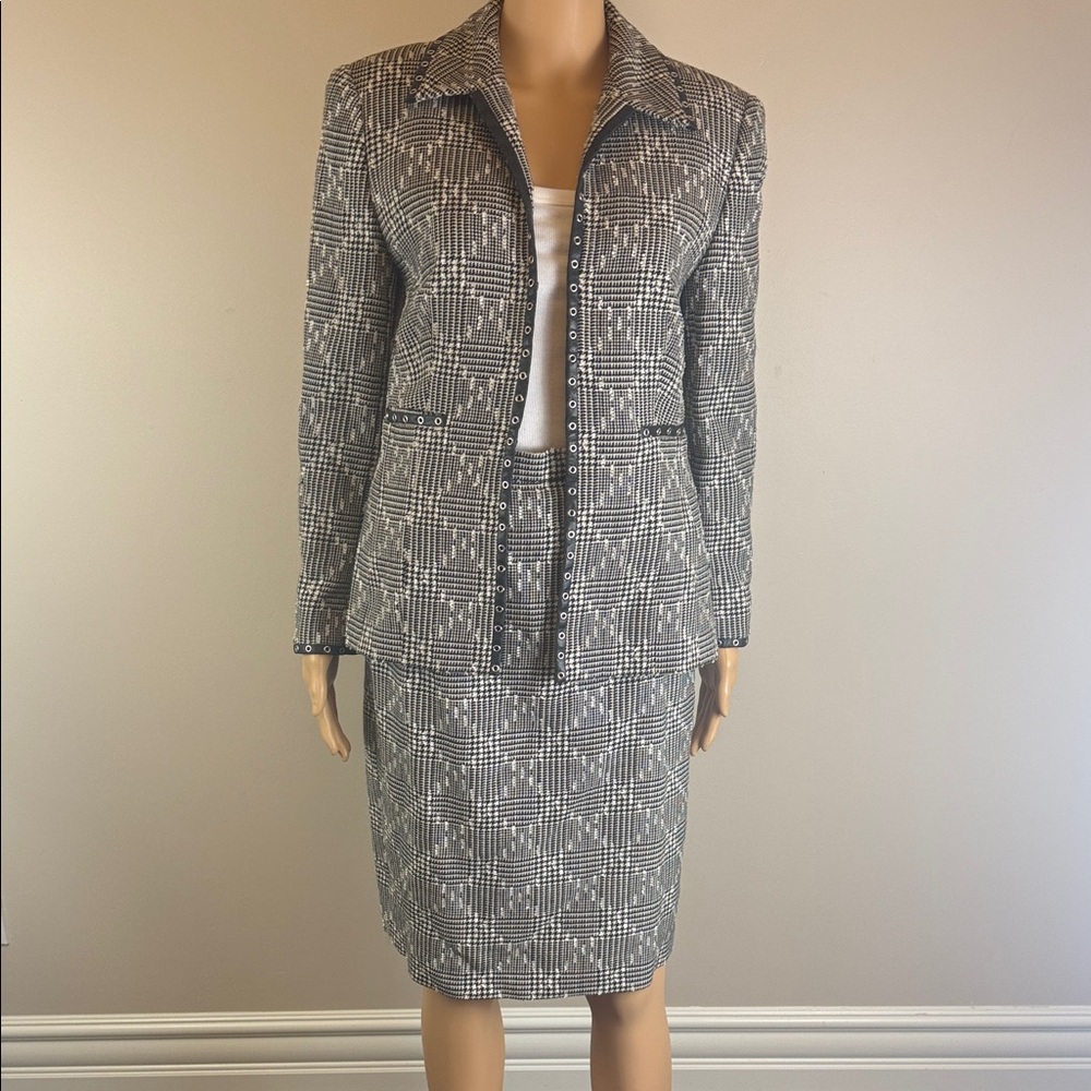 Escada Houndstooth Classic Skirt Suit